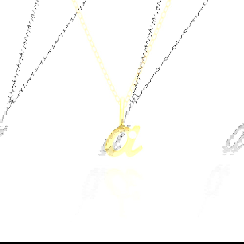 191P0772019 Alphabet Letter A Diamond pendant in 9ct Yellow Gold Front