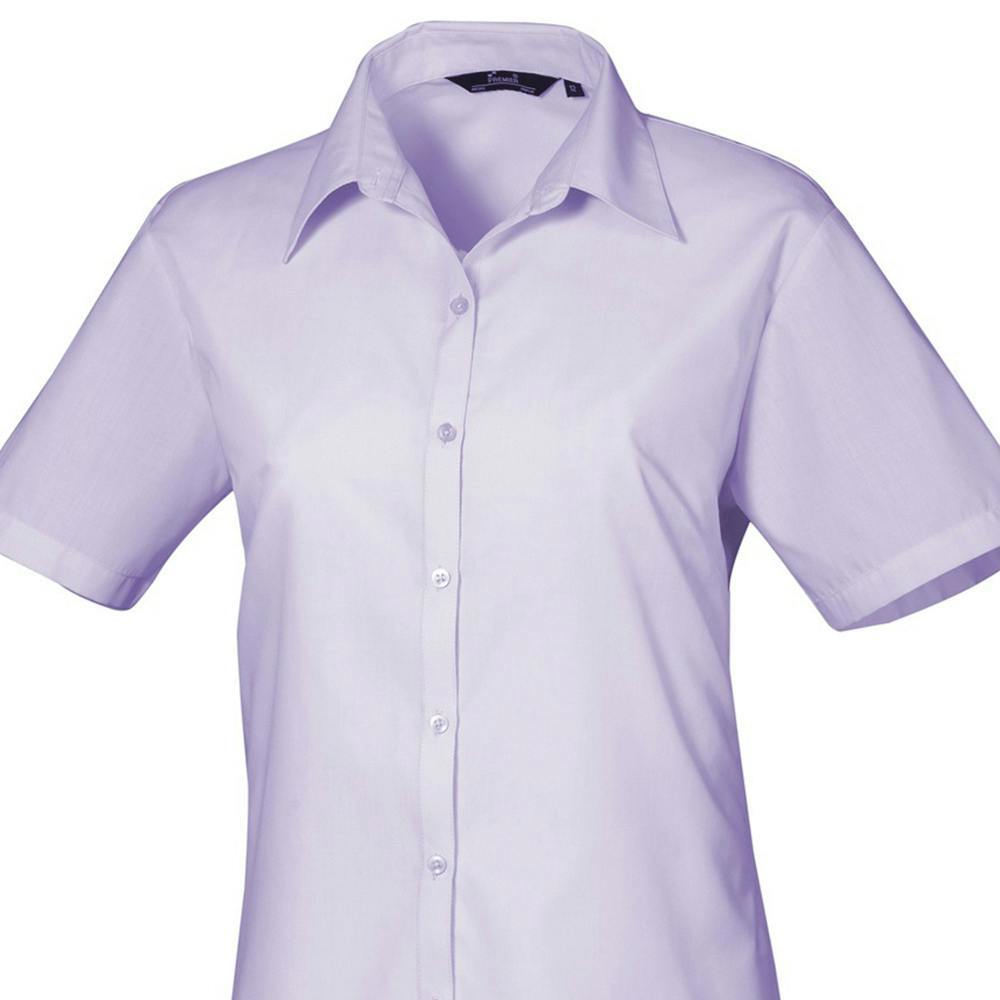 Premier Short Sleeve Poplin Blouse / Plain Work Shirt - Lilac