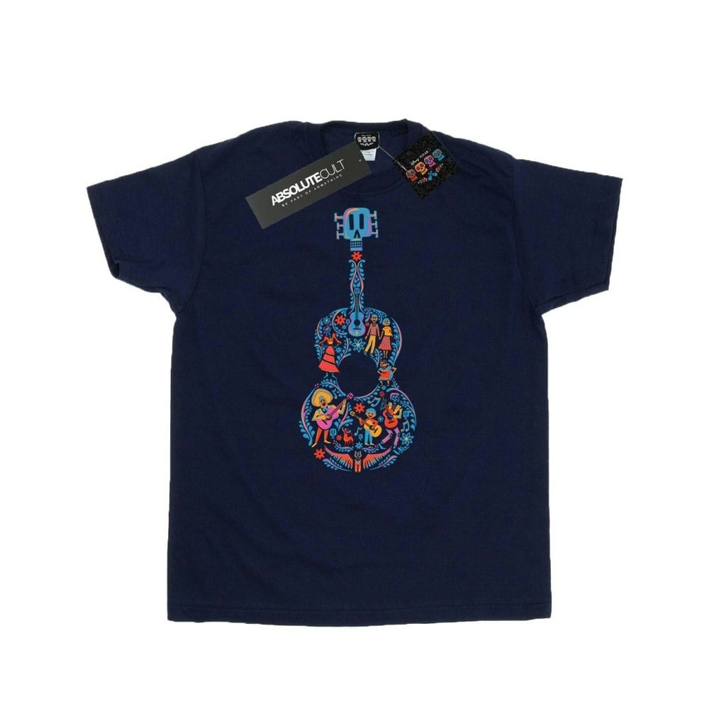 Disney Mens Coco Guitar Pattern T-Shirt - Navy Blue