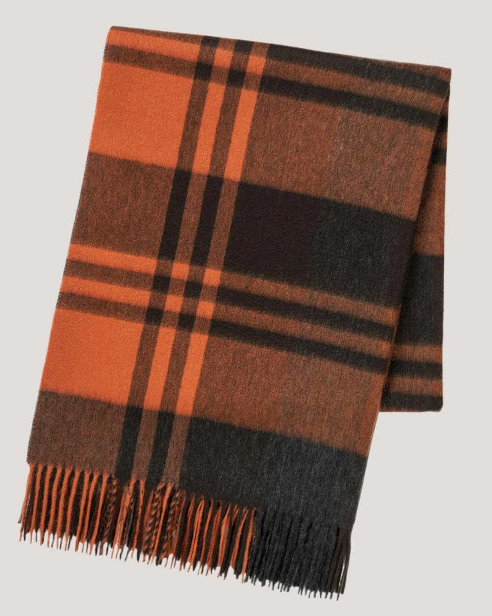 Joshua Ellis Primary Black Watch Cashmere Stole Amber