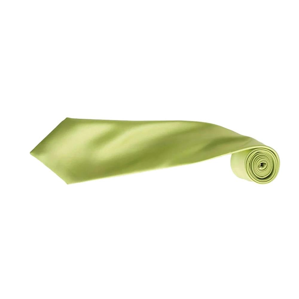 Premier Mens Plain Satin Tie (Narrow Blade) (Pack of 2) - Lime