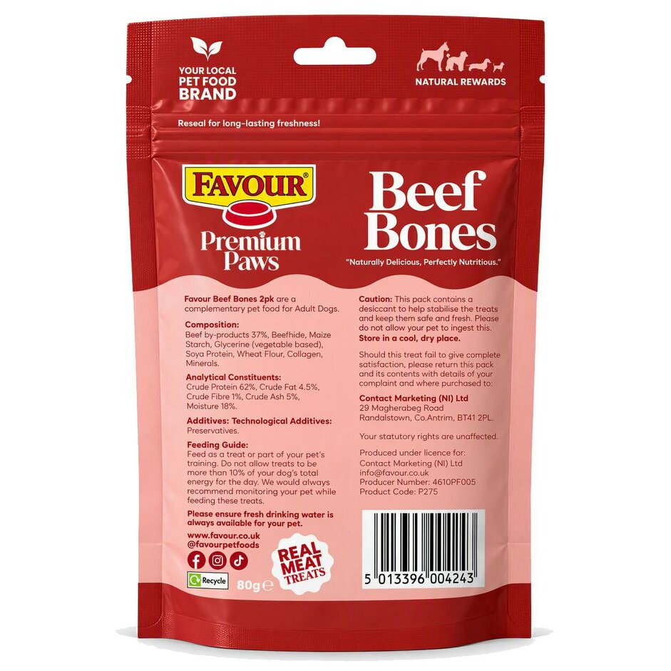 Favour Premium Paws Beef Bones Medium (2 Bones) 80g