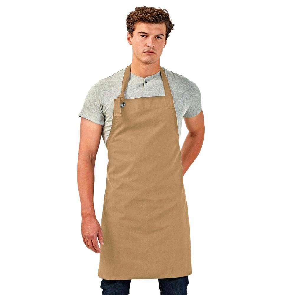 Premier Unisex Calibre Heavy Cotton Canvas Bib Apron (Pack of 2) - Khaki