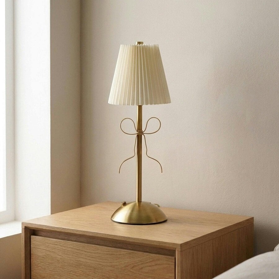 Garden Greatness Brass Bow LED Rechargeable Touch Lamp