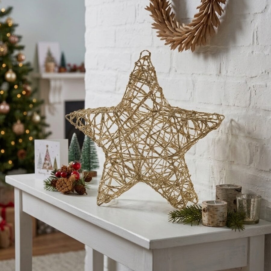 Garden Greatness Gold Weave Metal Christmas LED Light Decoration