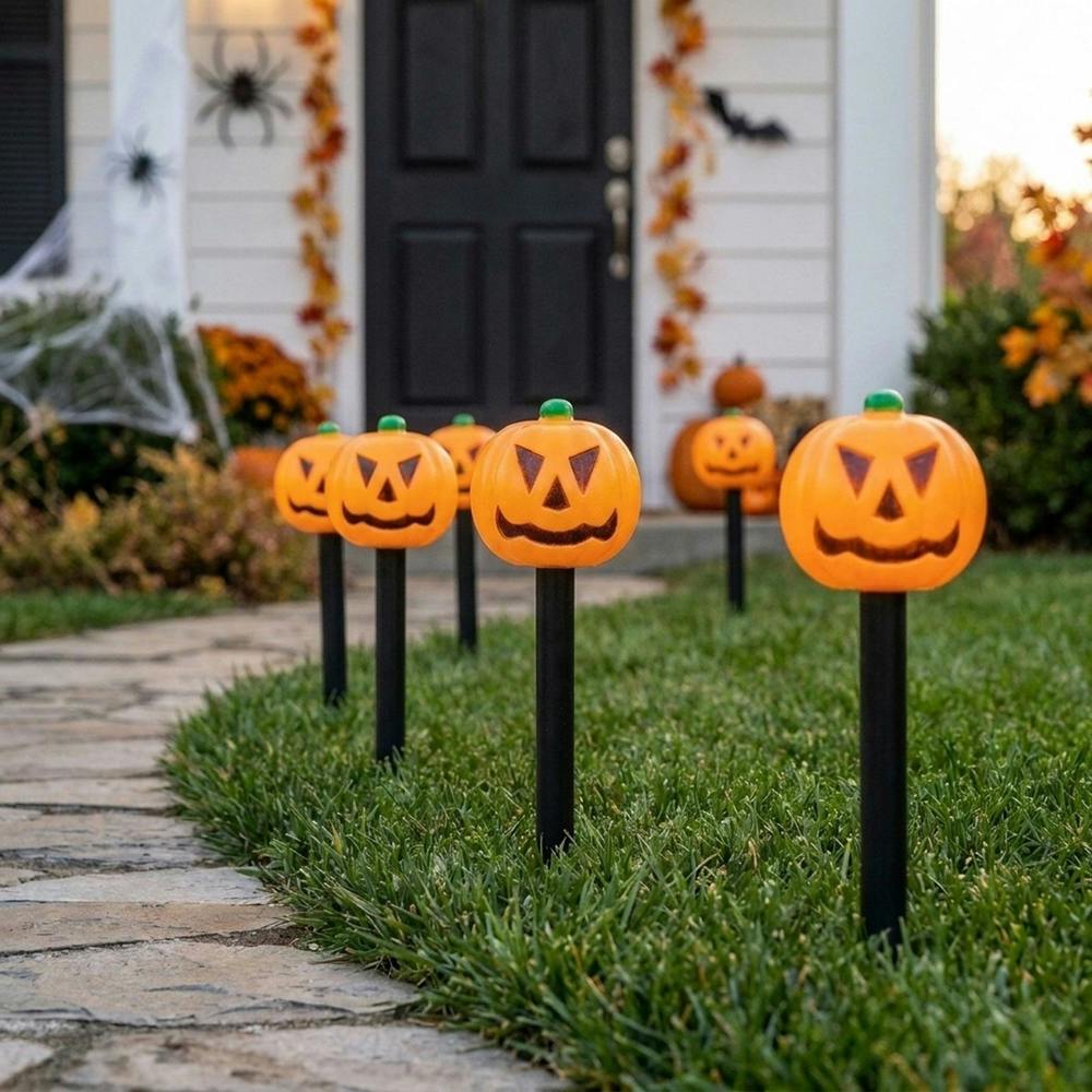 Garden Greatness Set of Five Pumpkin Stake Lights
