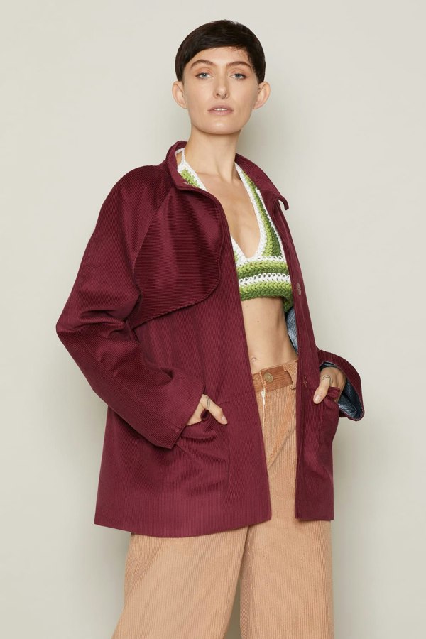 Bo Carter Orri Oversized Corduroy Jacket - Burgundy