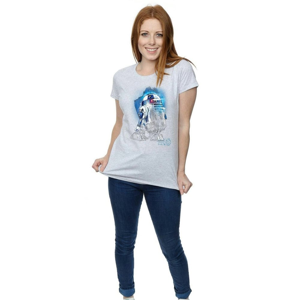 Star Wars Womens/Ladies The Last Jedi R2-D2 Brushed Cotton T-Shirt - Sports Grey