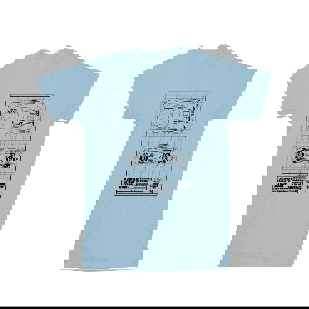 Disney Mens Cars Jackson Storm Blueprint T-Shirt - Baby Blue