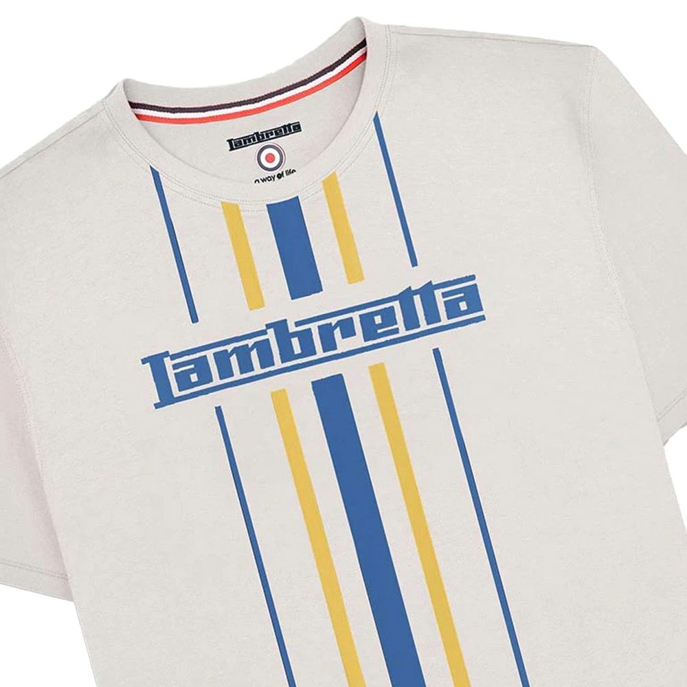 Lambretta Mens Vertical Stripe T-Shirt - Whitecap Grey