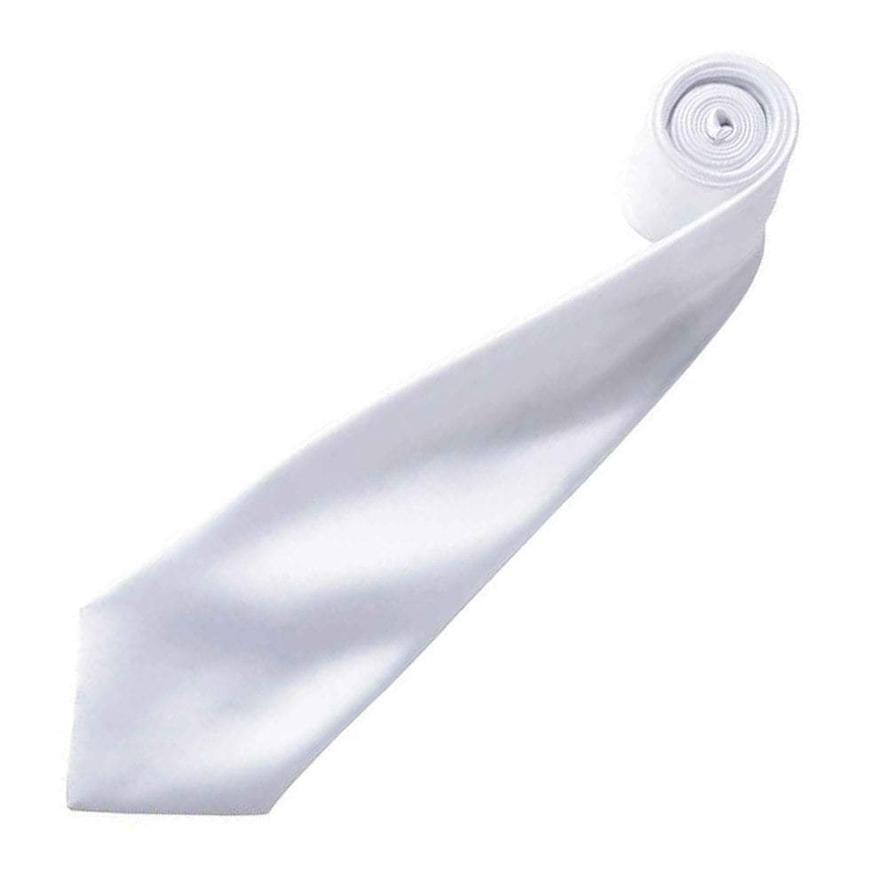 Premier Mens Plain Satin Tie (Narrow Blade) - White