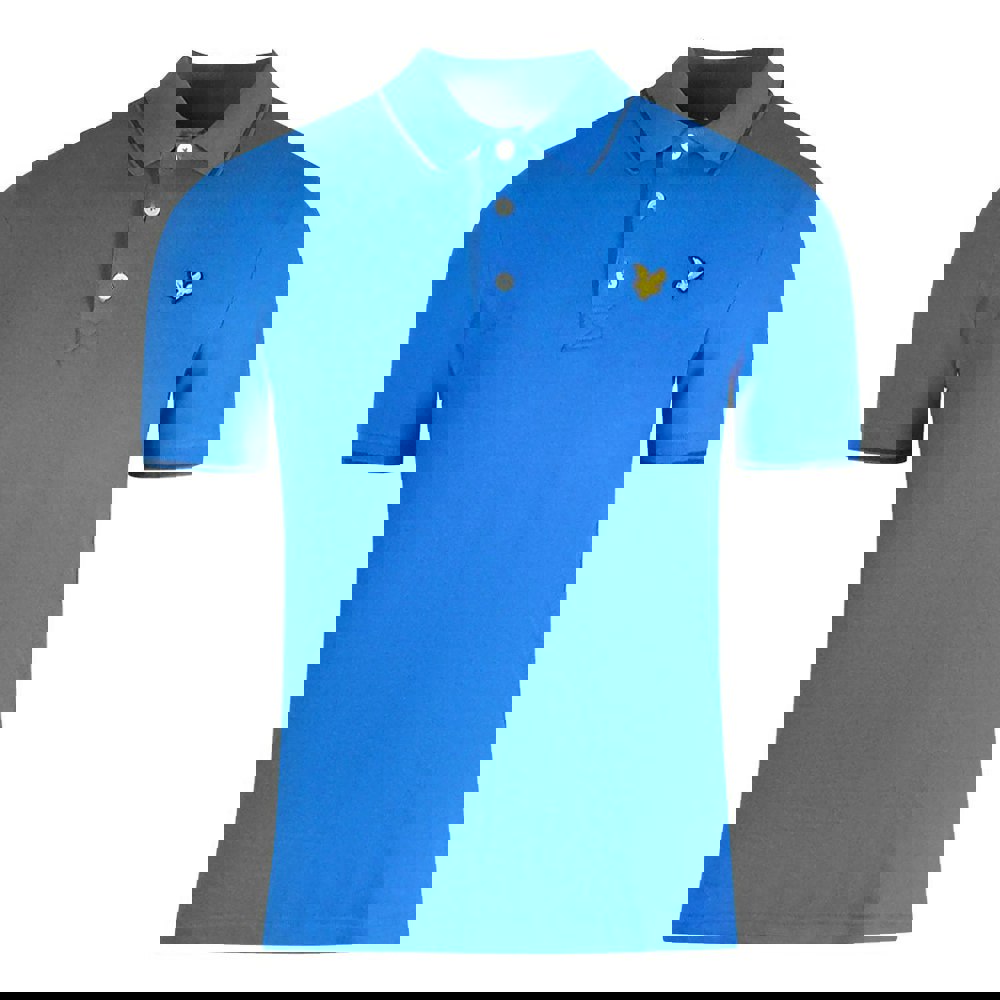 Lyle & Scott Tipped Collar Spring Blue Polo Shirt S