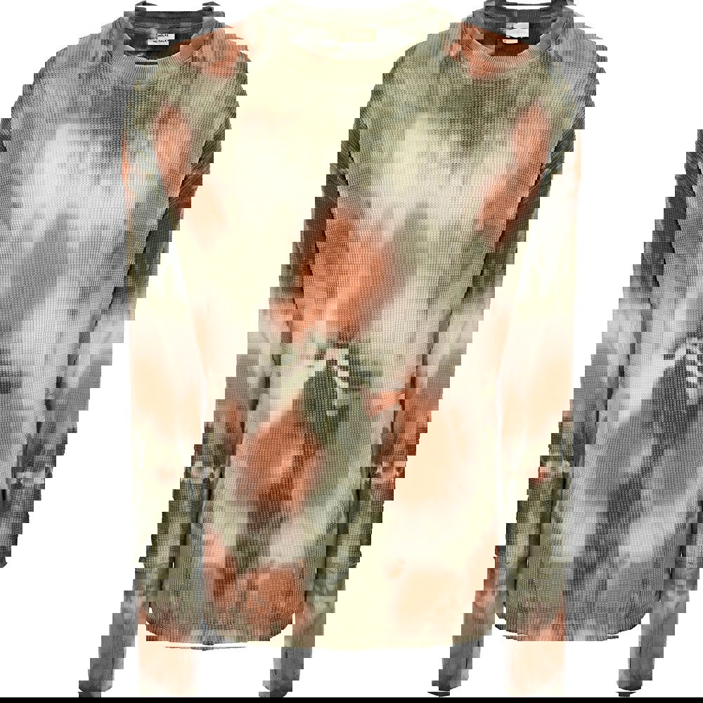 Nicholas Daley Mens Tiedye Wafflecrew Olive