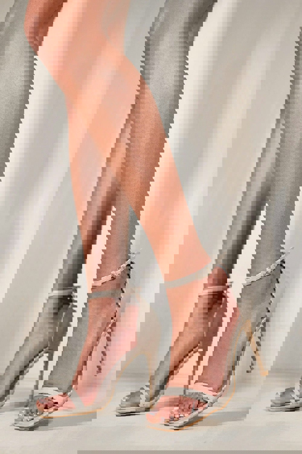 Where's That From Clara High Heels With Buckle Ankle Strap in Nude Faux Leather