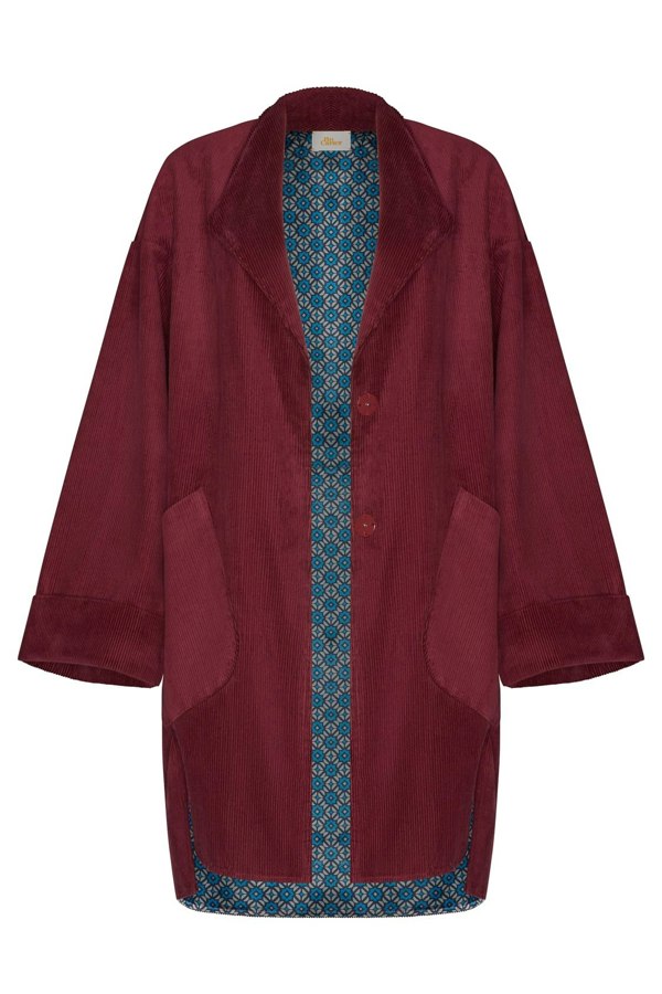 Bo Carter Hilmar Corduroy Oversized Jacket - Burgundy