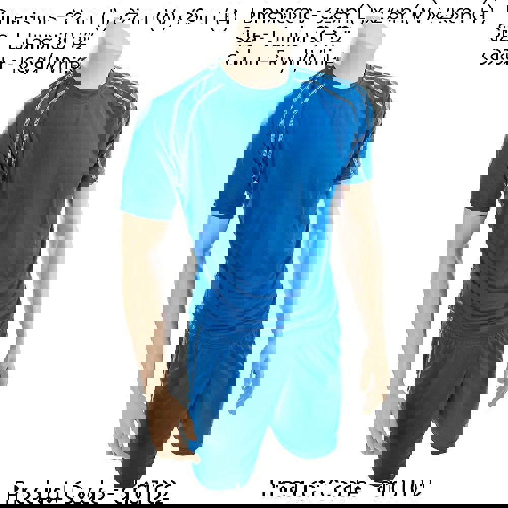 L JUNIOR Short Sleeve Training Shirt & Short Set BLUE/WHITE PLAIN Football Kit