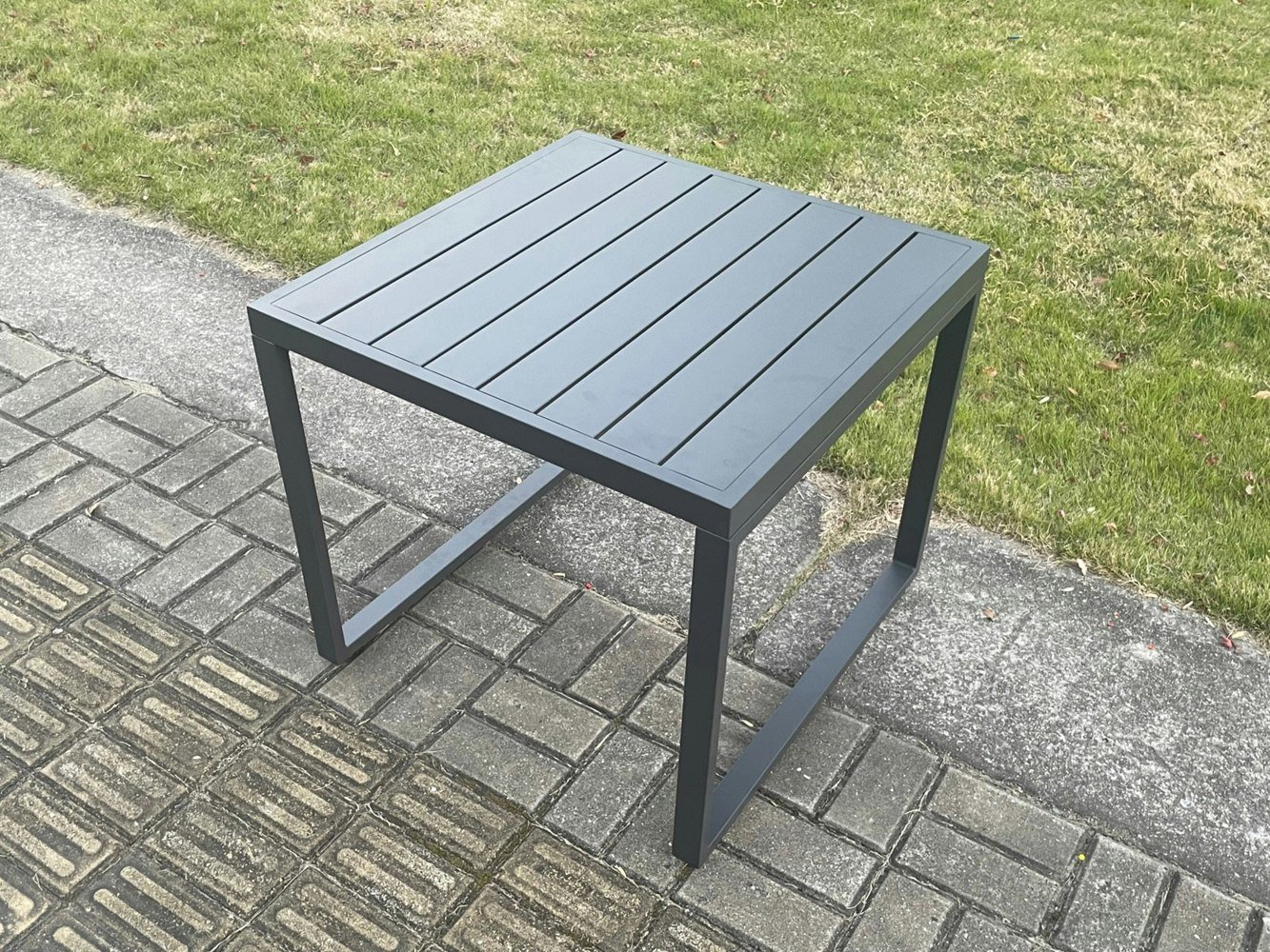 Fimous Aluminium Outdoor Garden Side Table Patio Coffee table Tea Table for Balcony, Terrace,Swimming Pool Dark Grey