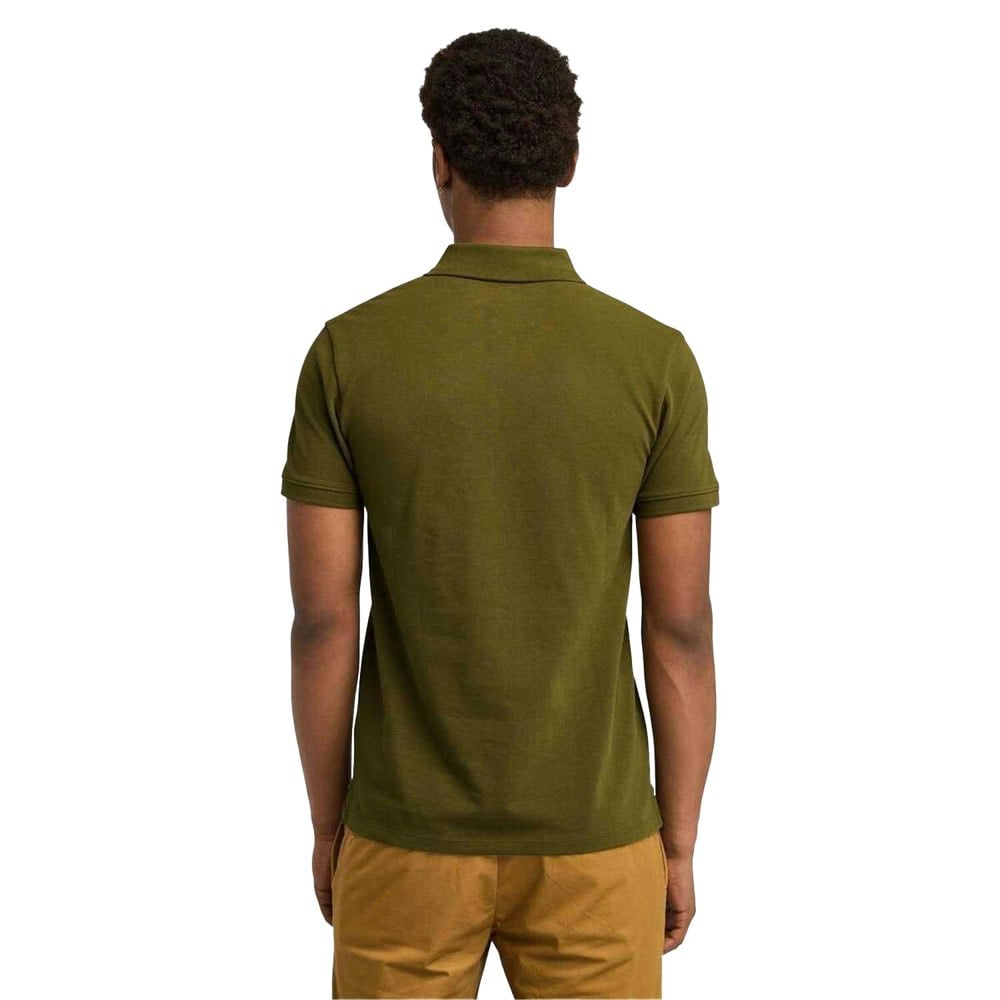 Timberland Mens Oyster River Logo Short-Sleeved Polo Shirt - Olive