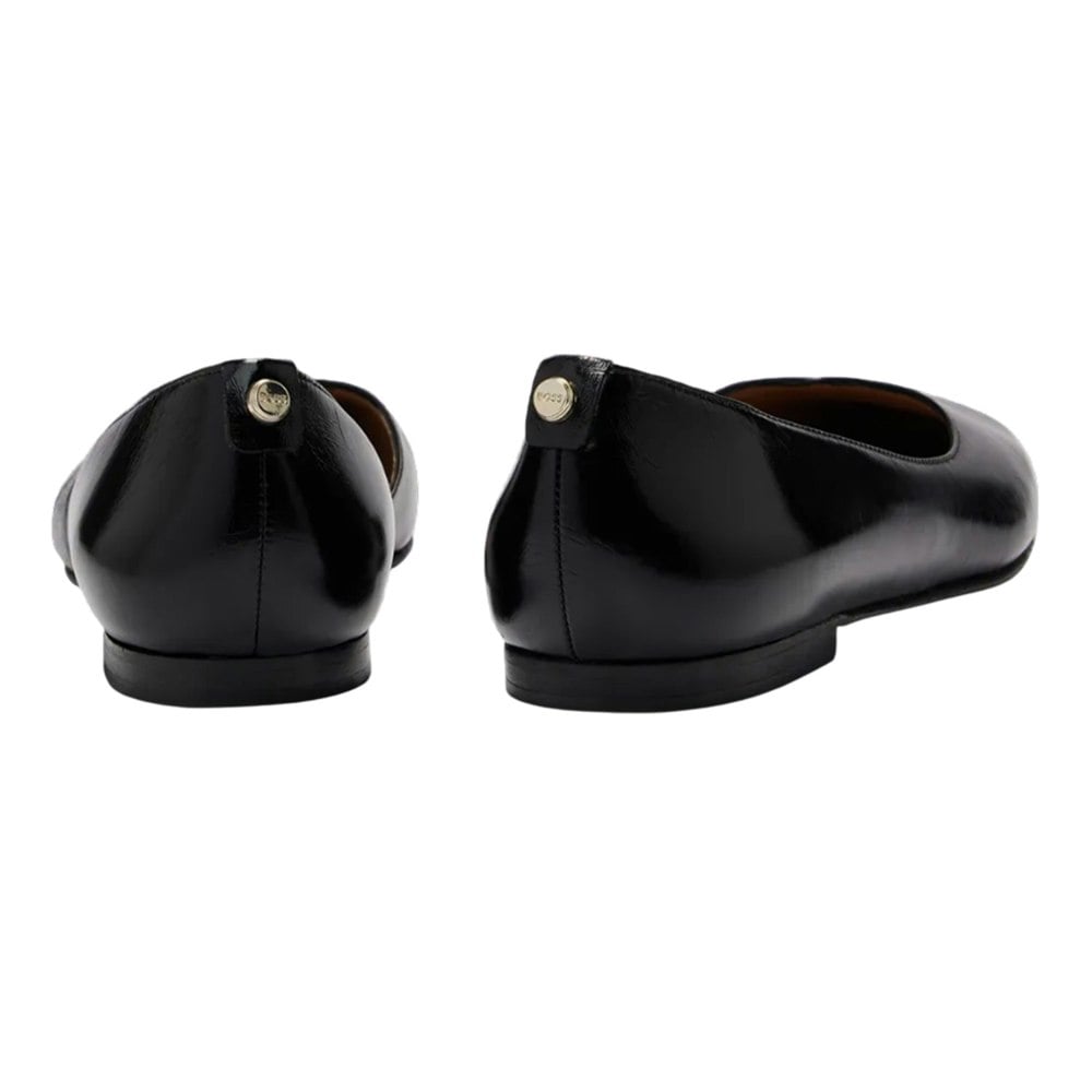 Boss Womens Rose Leather Ballerina Flats - Black