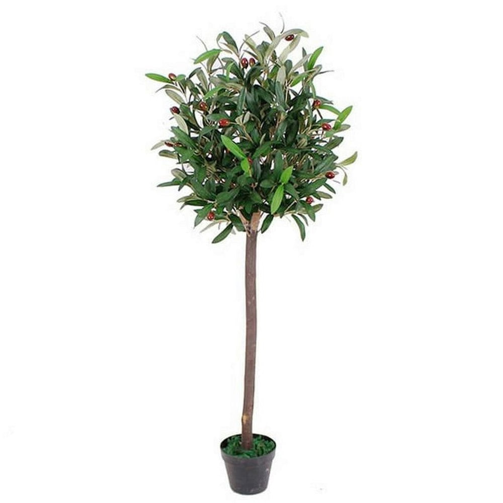 Leaf 120cm Leaf Design UK Realistic Artificial Olive Tree in Black Plastic Pot