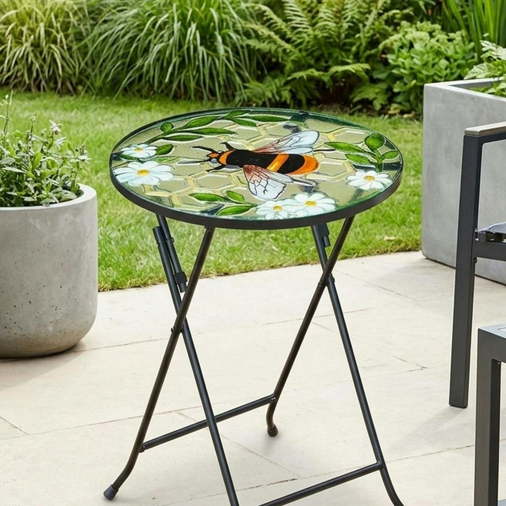 Garden Greatness Haxton Bumble Bee Glass Garden Table