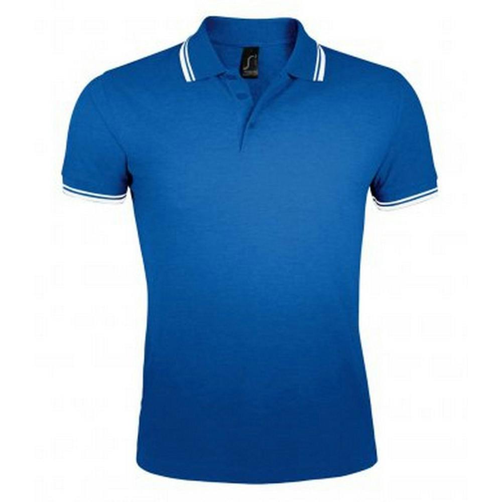 SOLS Mens Pasadena Tipped Short Sleeve Pique Polo Shirt - Royal/White - Royal/White - 100% Cotton
