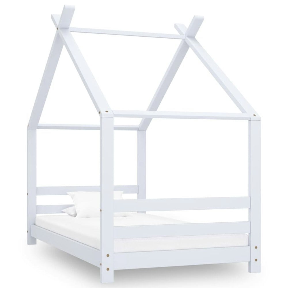 Berkfield Kids Bed Frame White Solid Pine Wood 80x160 cm