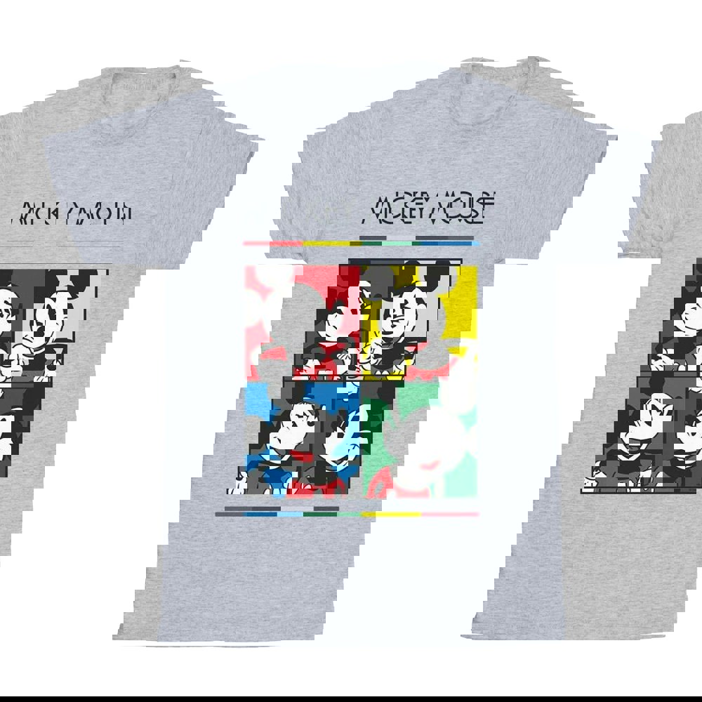 Disney Boys Mickey Mouse Square Colour T-Shirt - Sports Grey