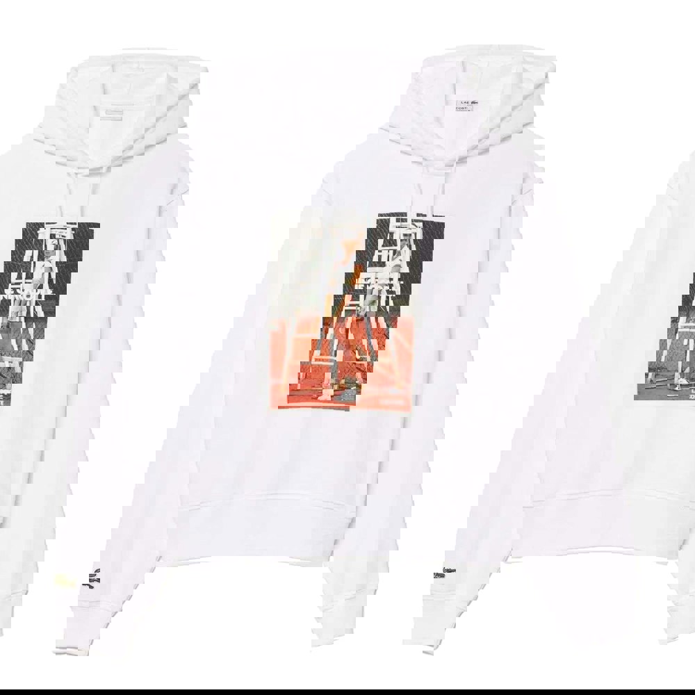 Lacoste Womens/Ladies Print Oversized Hoodie - White