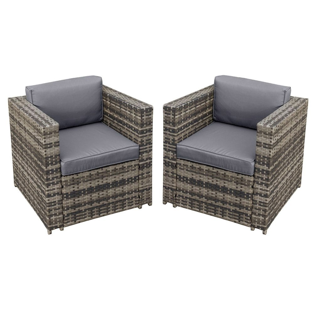 Oseasons Malta Rattan 2 Seat Twin Chair Set in Walnut Grey