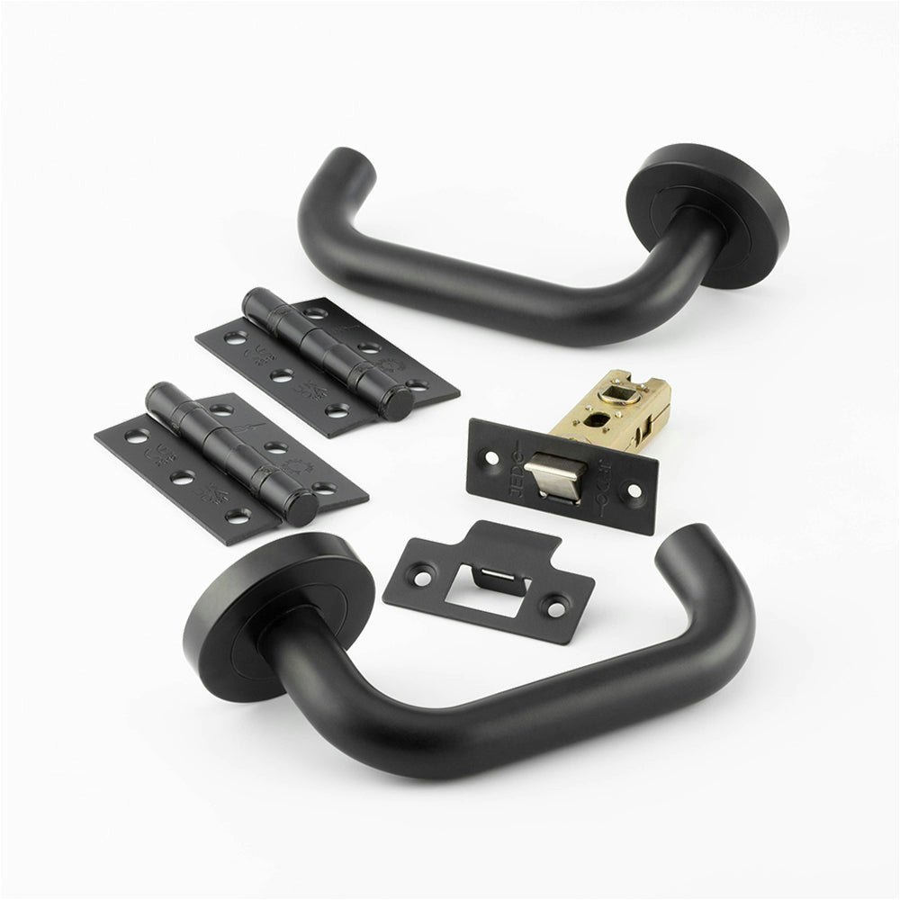 Loops Matt Black Door Handle Pack - Fire Rated Stylish | Rackhams