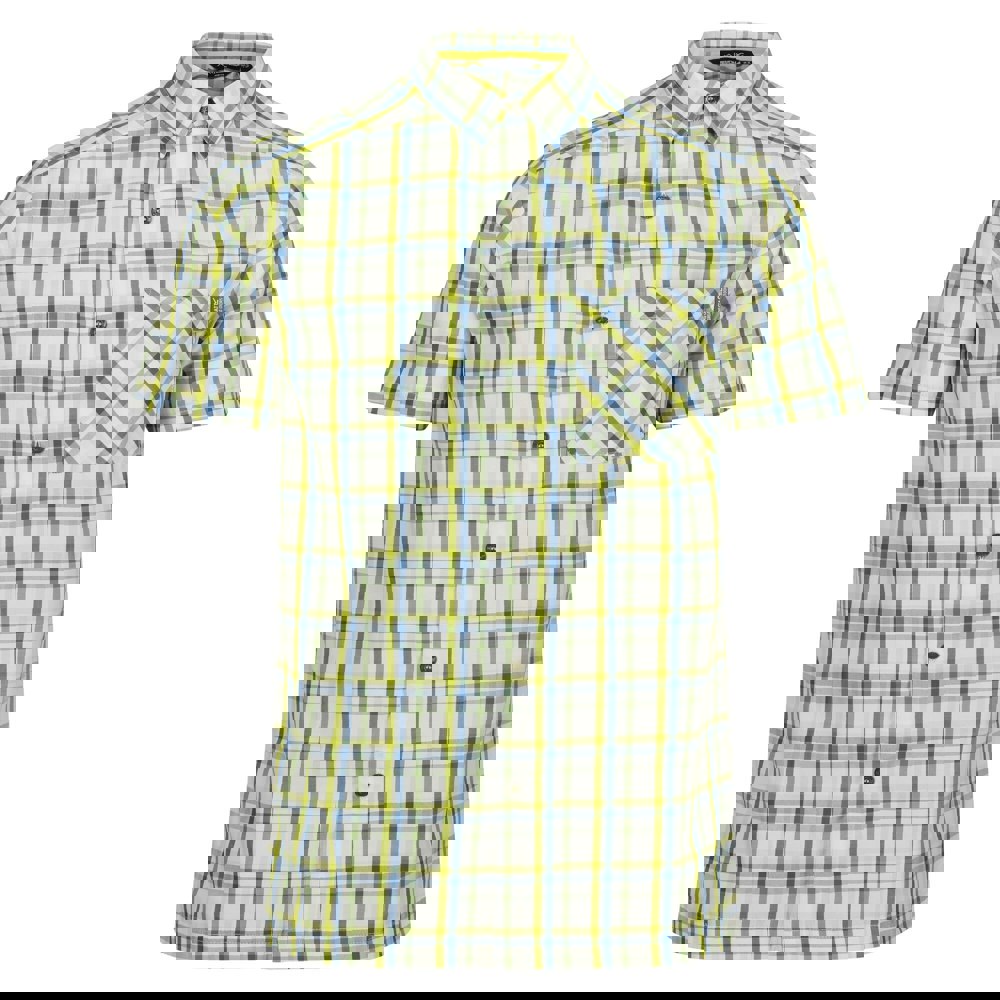 Regatta Mens Mindano VIII Checked Short-Sleeved Shirt - Piquant Green/Moroccan Blue/Citron Lime/Marshmallow