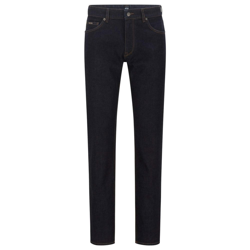 Hugo Boss Mens Maine3 Leather Badge Slim Jeans - Dark Navy