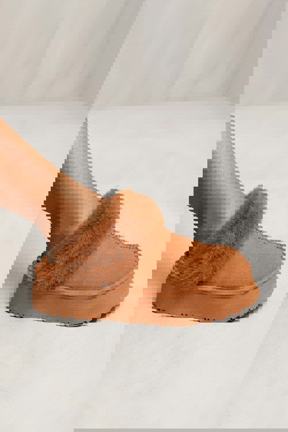 Where's That From Maya Slide on Slipper With Faux Fur Lining in Camel