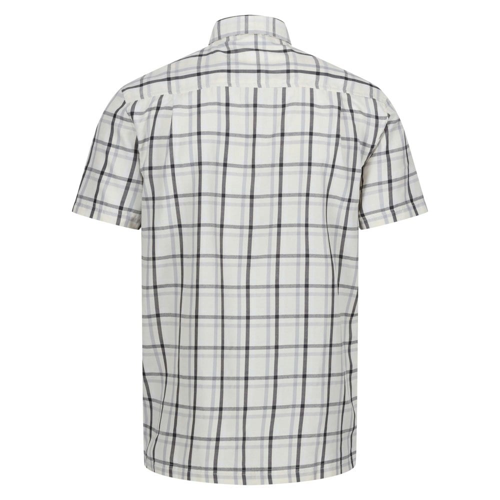 Regatta Mens Mindano VIII Checked Short-Sleeved Shirt - Silver Grey/Ash/White/Marshmallow