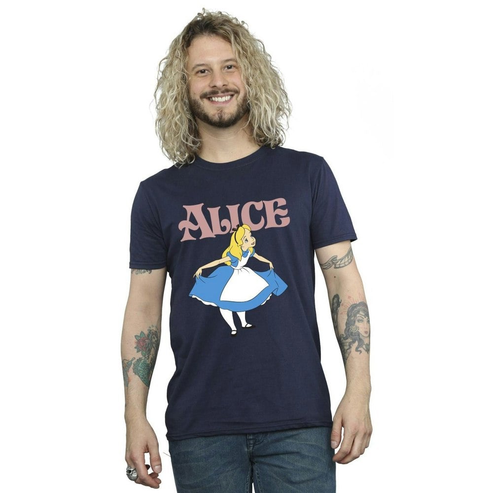 Disney Mens Alice In Wonderland Take A Bow T-Shirt - Navy Blue
