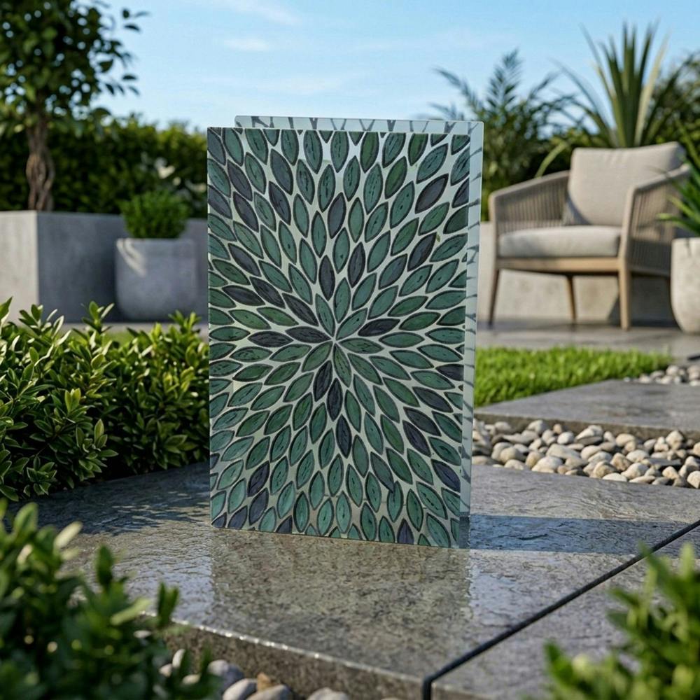 Garden Greatness Emerald Glass Table Top Garden Light