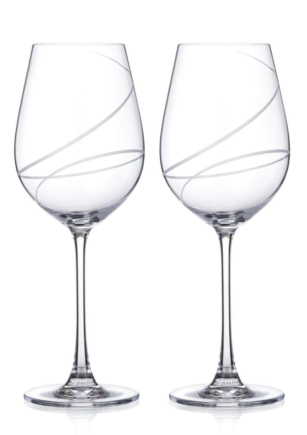 Red Wine Glasses Pair 'Aurora' with Swarovski Crystals - Set of 2
