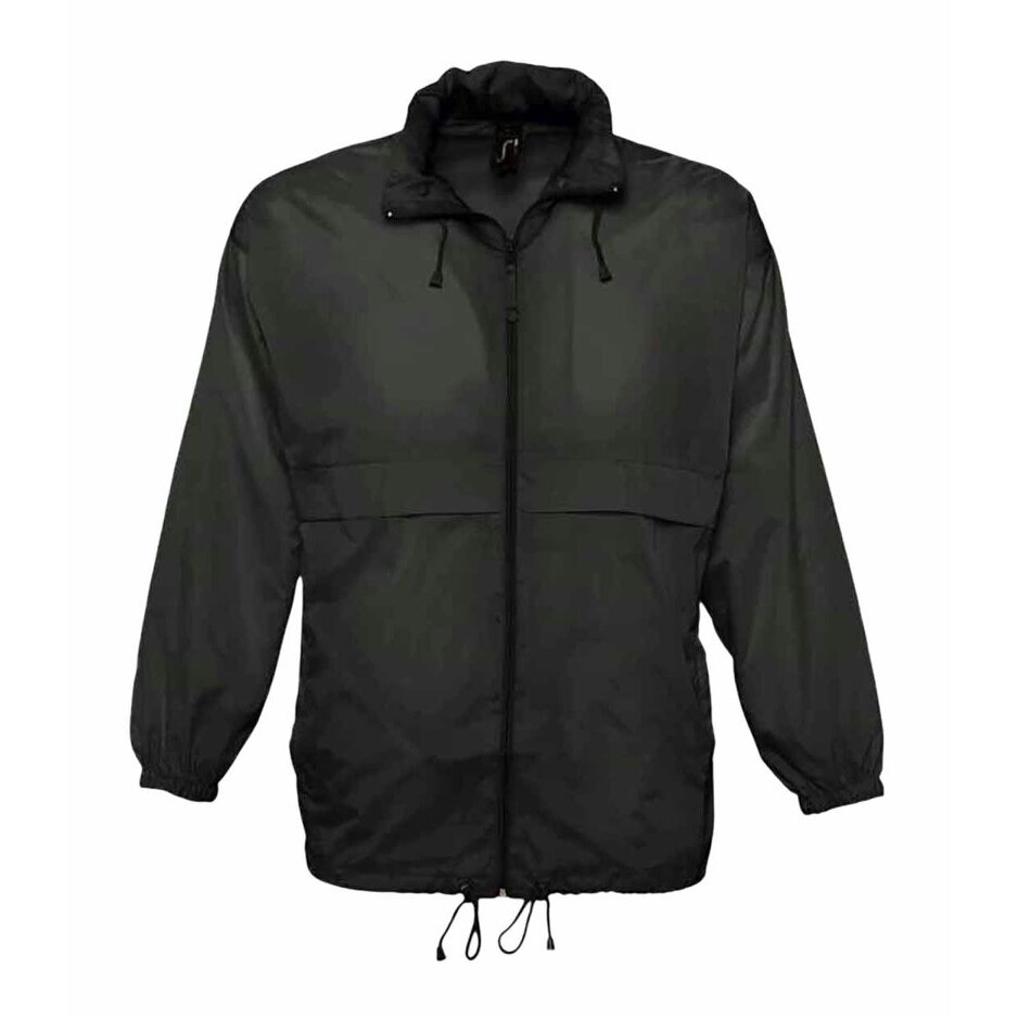 SOLS Unisex Surf Windbreaker Lightweight Jacket - Black - Black - 100% Nylon