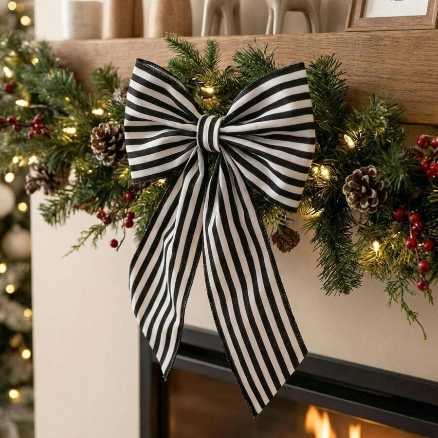Garden Greatness Decorative Christmas Stripe Bows 3 Pack