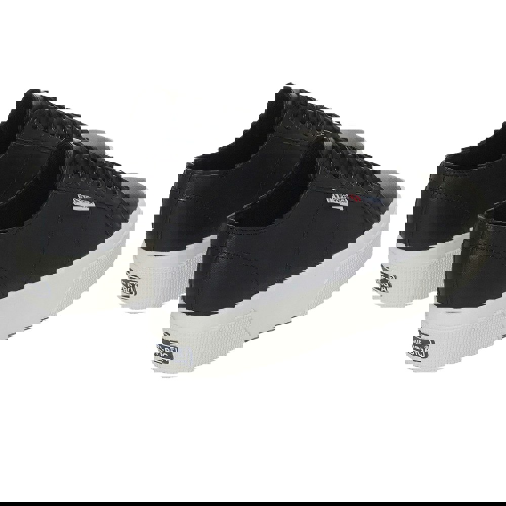 Superga Womens/Ladies 2740 Nappa Leather Platform Trainers - Black/Avorio
