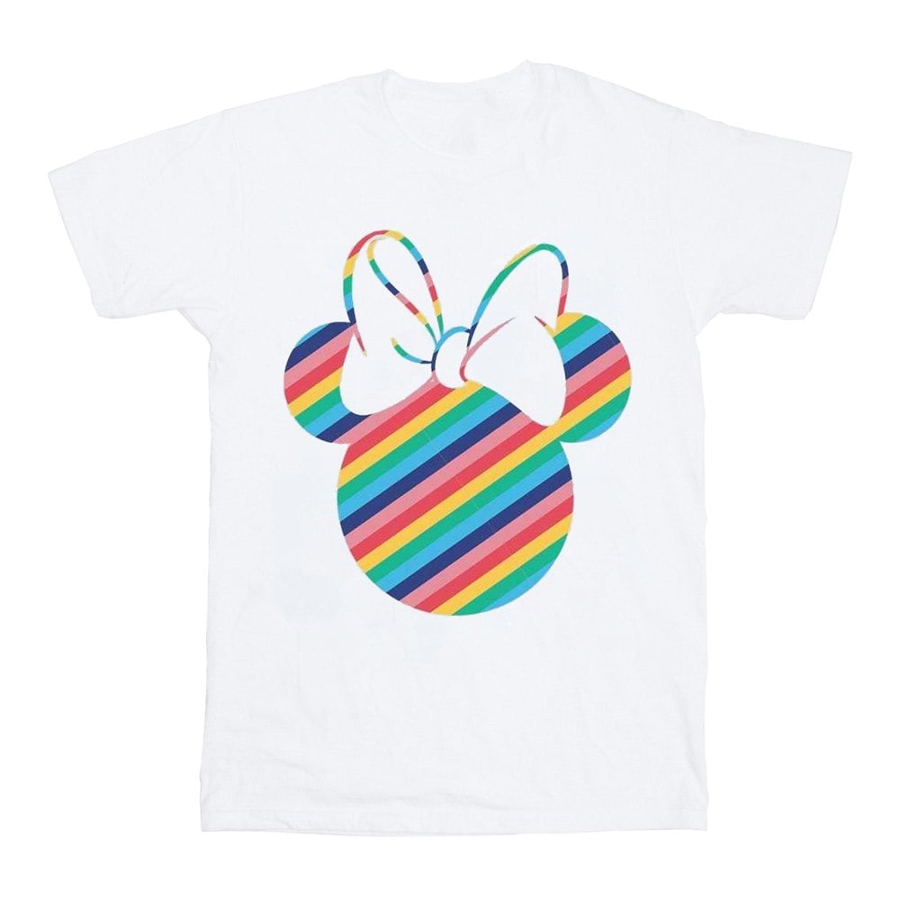 Disney Mens Minnie Mouse Rainbow Face T-Shirt - White