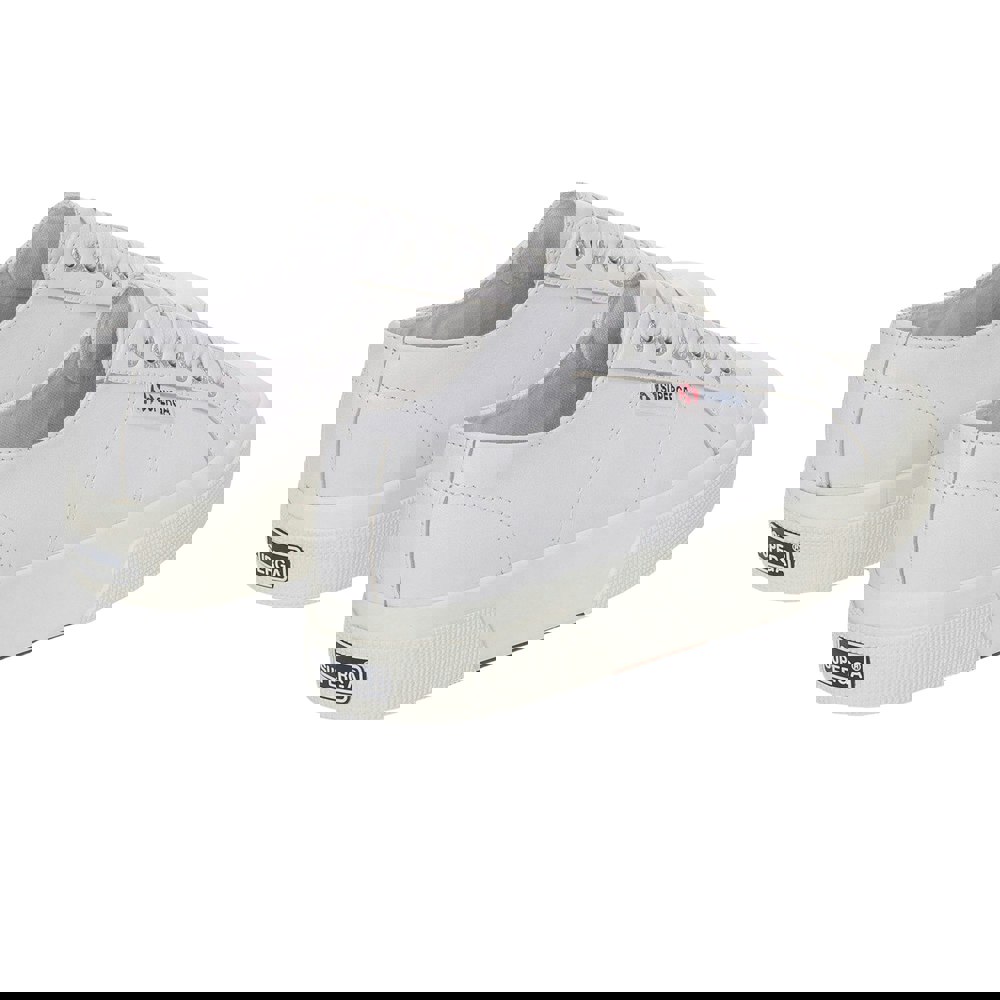 Superga Womens/Ladies 2740 Nappa Leather Platform Trainers - Optical White/Silver/Avorio