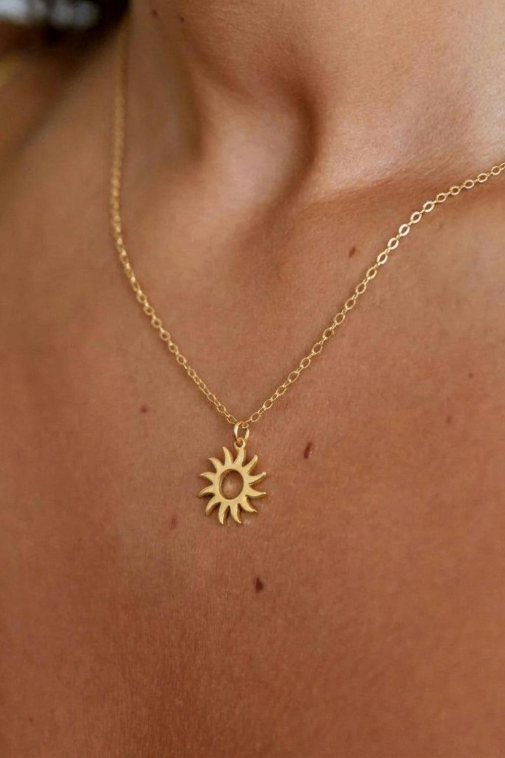 Serla Gold Sun Pendant Necklace