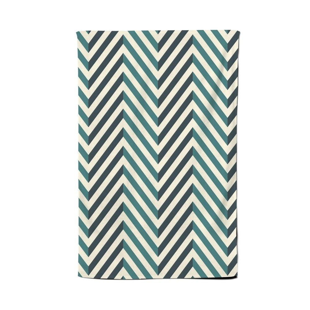 Warren Reed Geometric Herringbone Chevron Blues Tea Towel