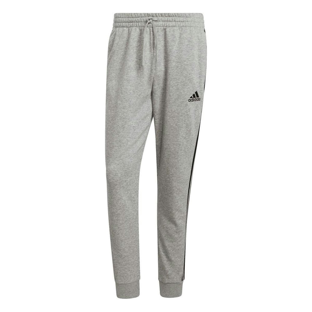 Adidas Mens Fleece 3 Stripes Cuffed Tapered Jogging Bottoms - Grey