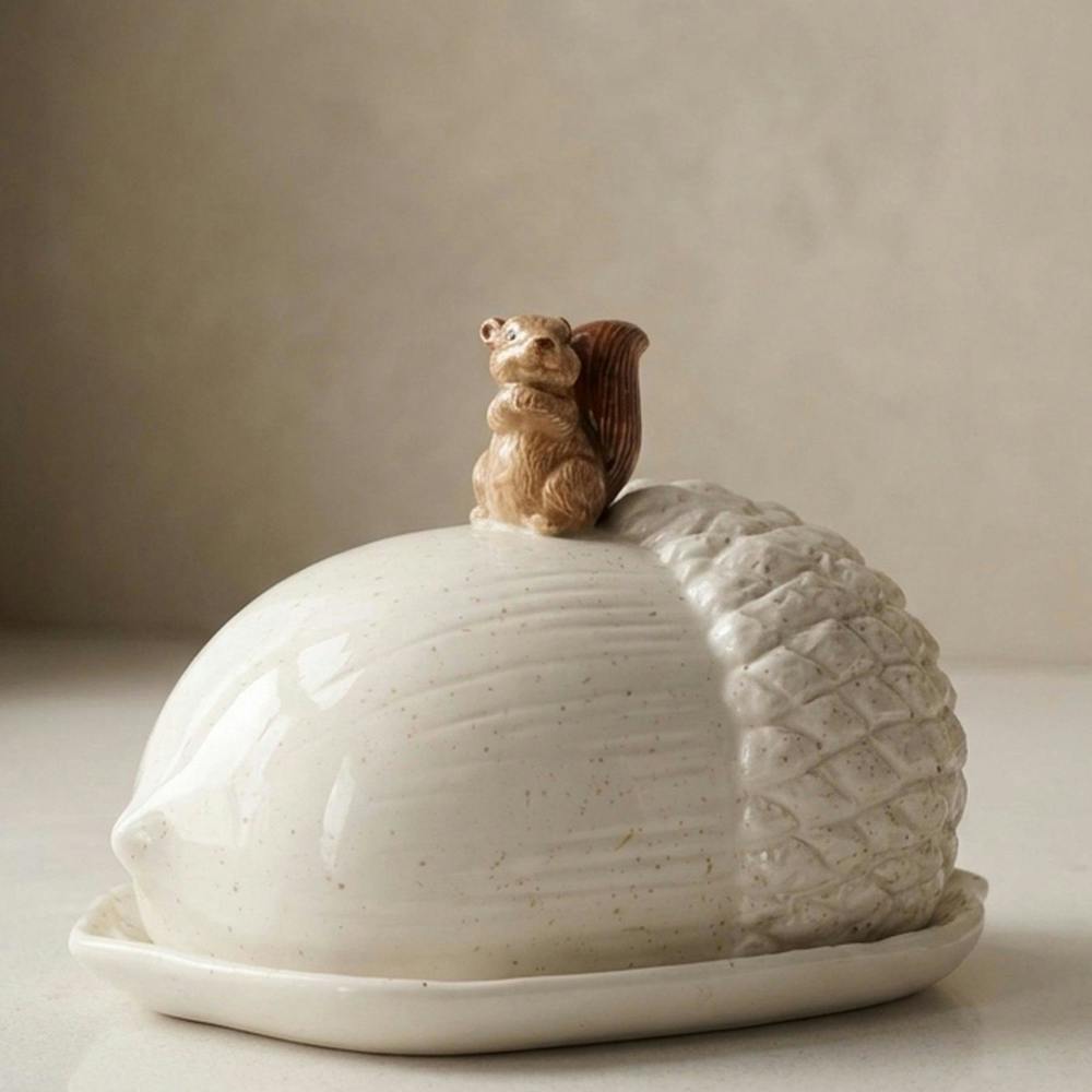 Garden Greatness Harvest Sculpted Squirrel Butter Dish