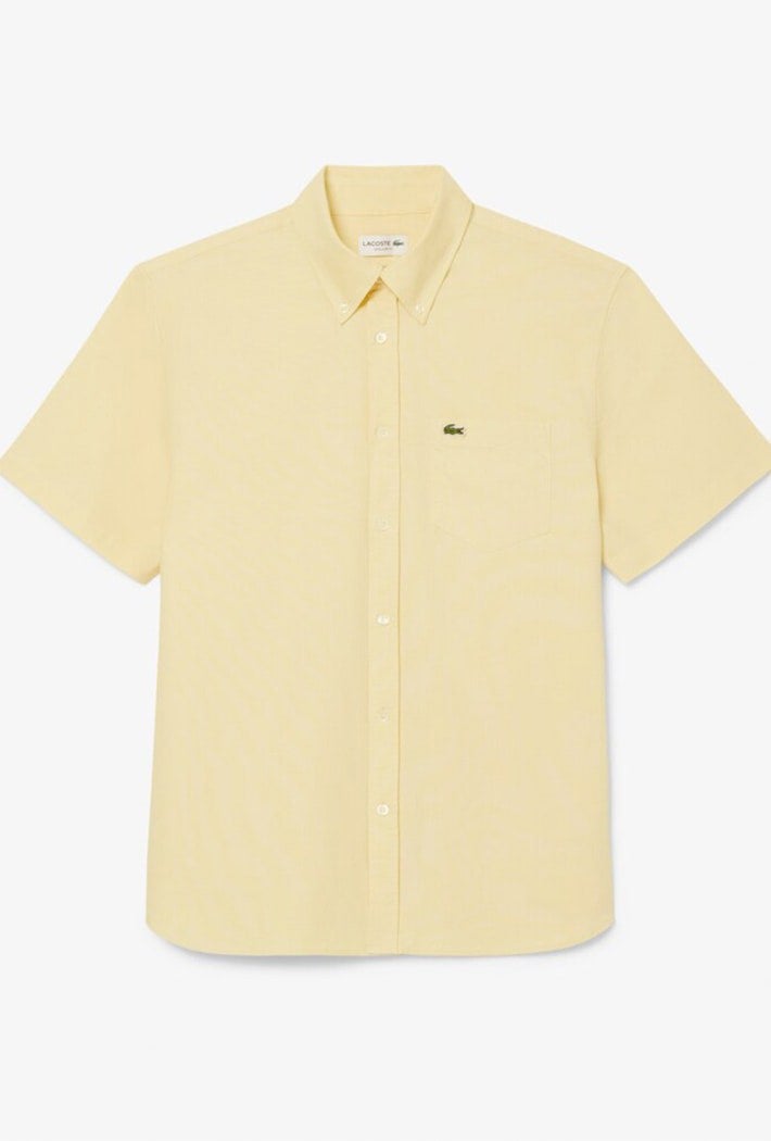 Lacoste Men's Regular Fit Short Sleeved Oxford Shirt - Yellow