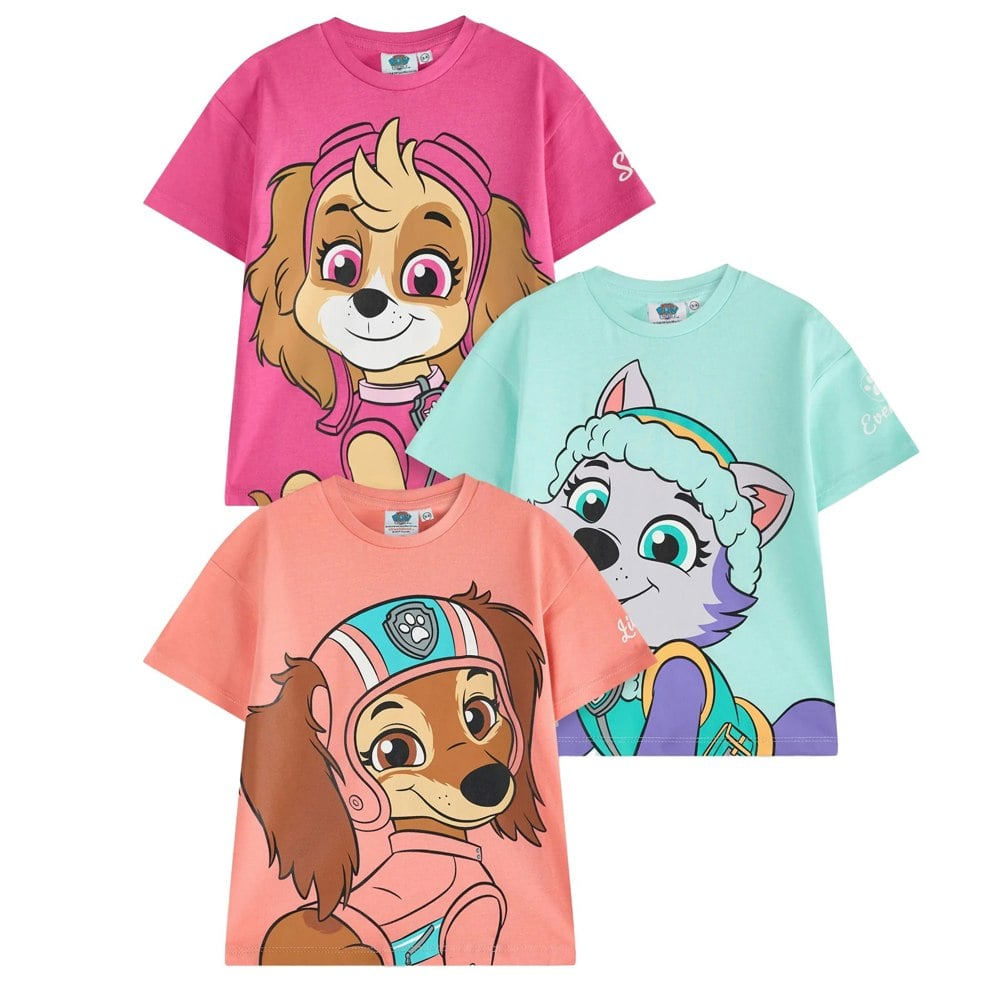 Paw Patrol Girls Character Short-Sleeved T-Shirt (Pack of 3) - Multicoloured