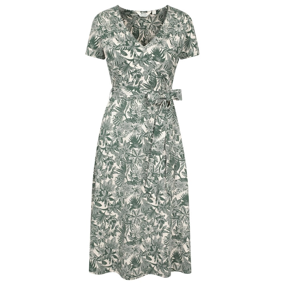 Mountain Warehouse Women's Santorini Floral Wrap Midi Dress - Khaki Green